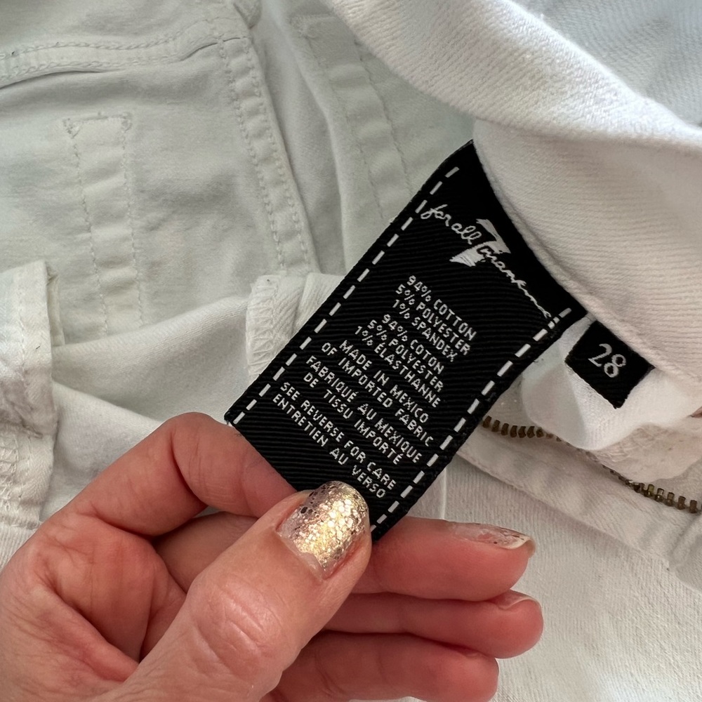 7 for All Mankind cropped white skinny jeans
